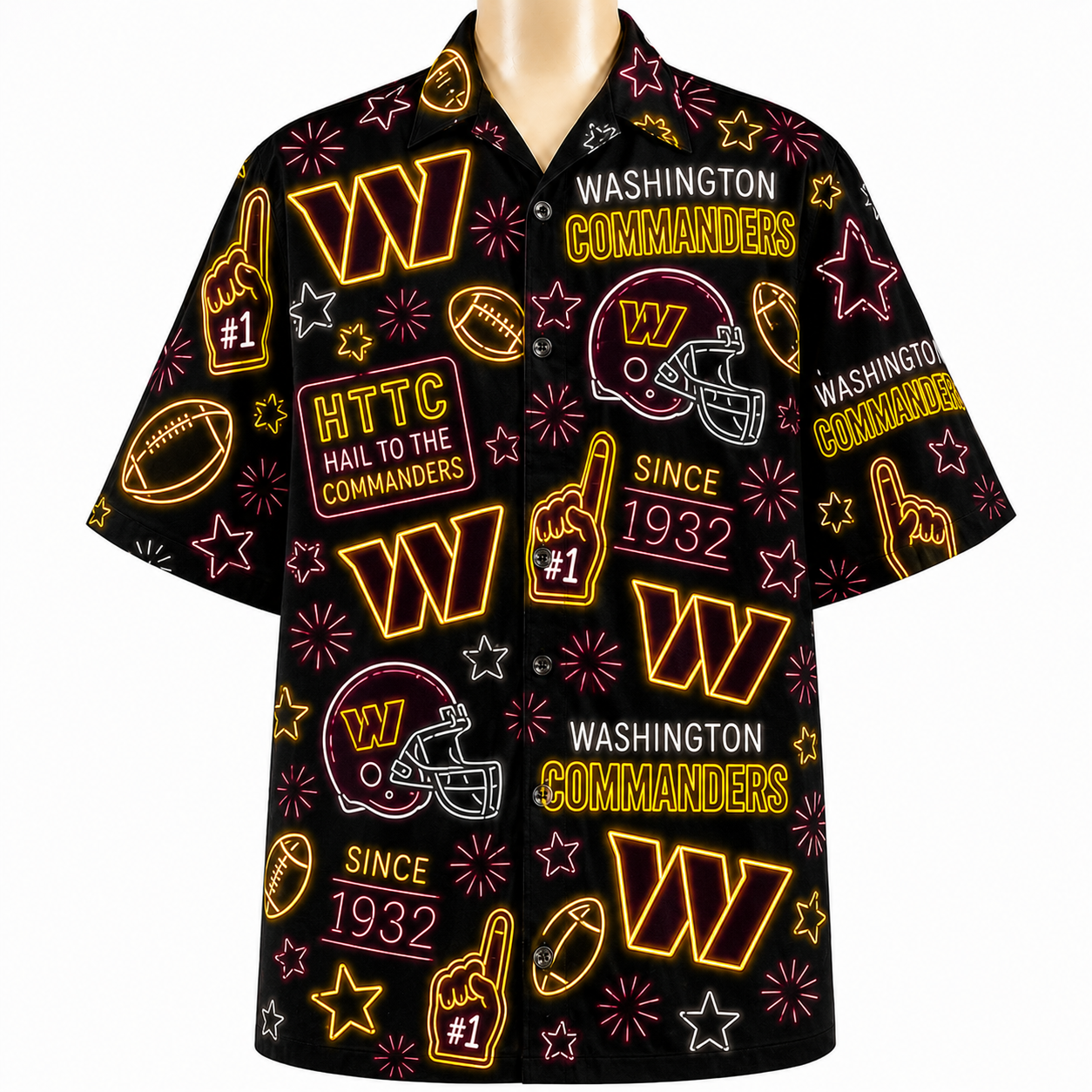 All Football Teams Neon Vibe Summer Button-Up Unisex Hawaiian Shirt For Men and Women