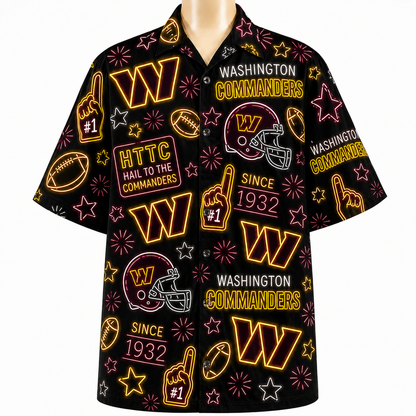 All Football Teams Neon Vibe Summer Button-Up Unisex Hawaiian Shirt For Men and Women