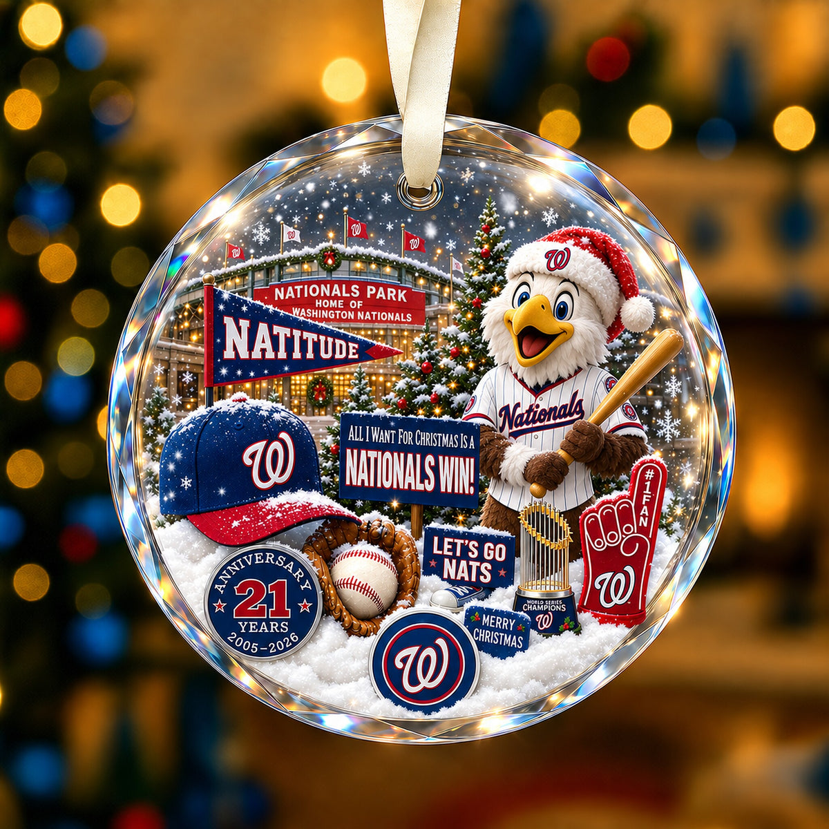 All Baseball Teams Christmas Snow Vibe Round Glass Ornament  With Red Gift Box | 5to9vibe