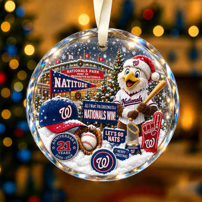 All Baseball Teams Christmas Snow Vibe Round Glass Ornament  With Red Gift Box | 5to9vibe