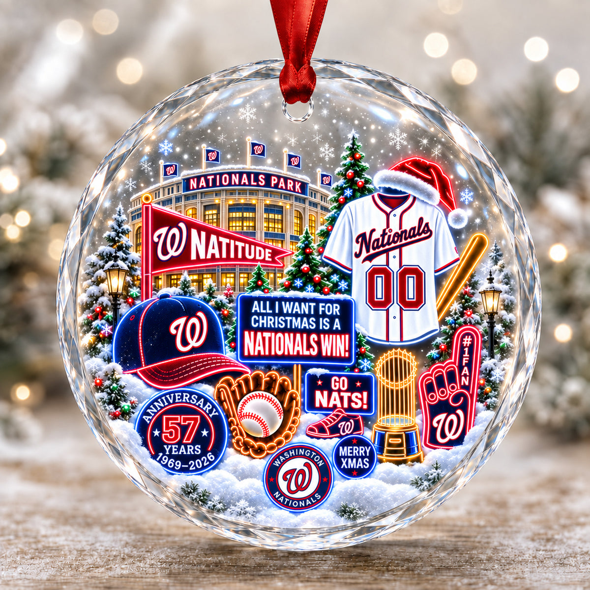 Adorno de vidrio de béisbol, 3 unidades con caja de regalo, equipo de béisbol de Navidad - Adorno de vidrio