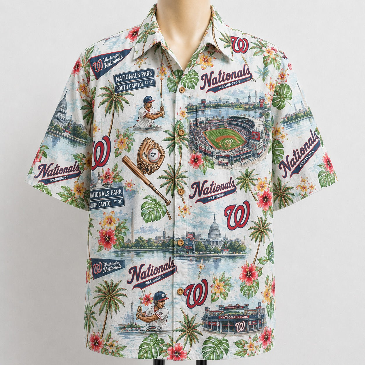 CC Baseball Teams Scenic Pattern Button-Up Unisex Hawaiian Shirt For Men and Women