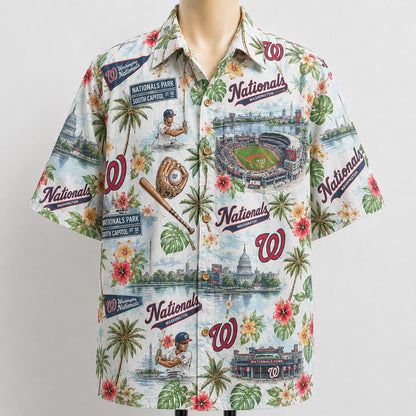 CC Baseball Teams Scenic Pattern Button-Up Unisex Hawaiian Shirt For Men and Women
