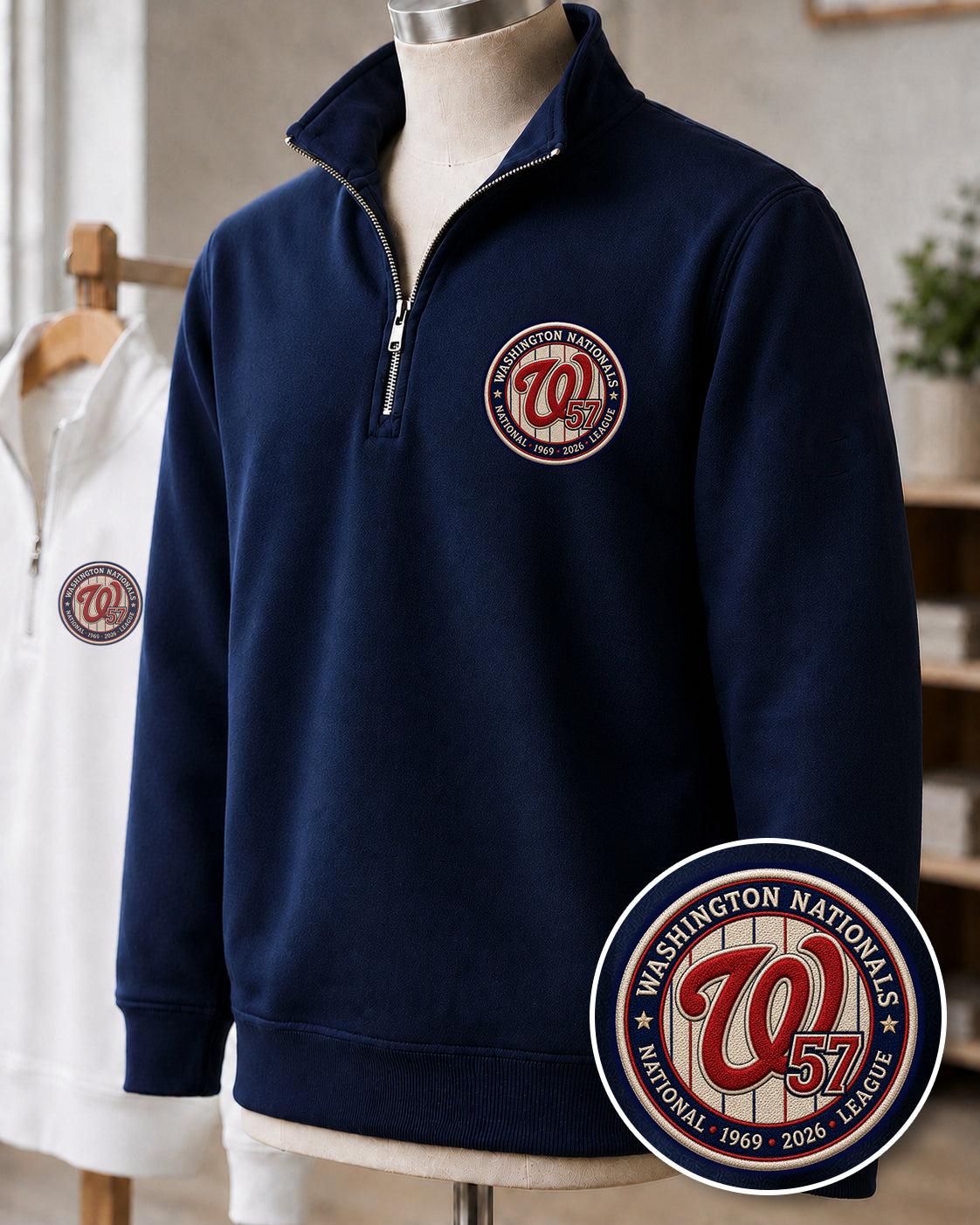 All Baseball Teams Embroidered Logo Anniversary  Premium Quarter Zip Sweatshirt, Inspired Quarter Zip Sweater, Unisex Baseball Sweatshirt