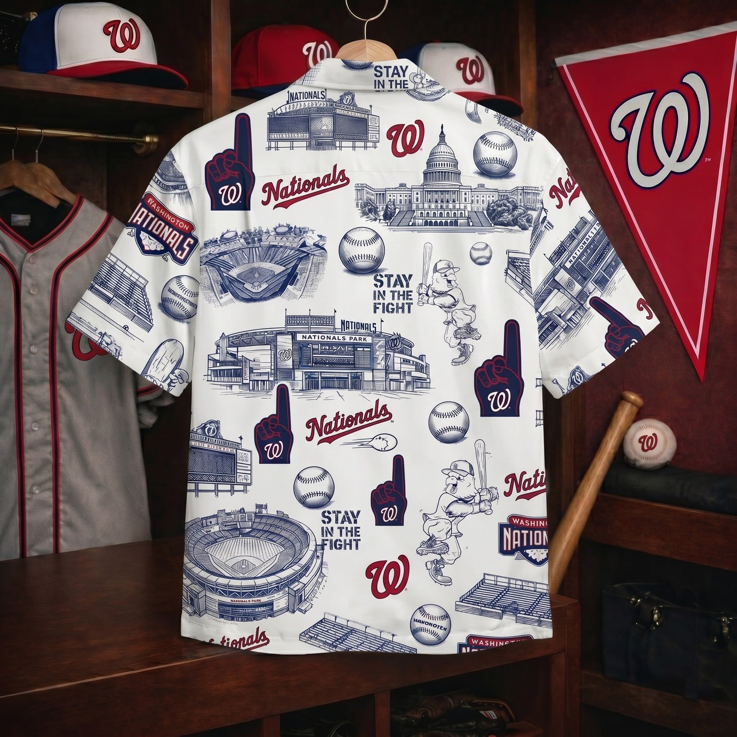 WN Baseball Stadium Slogan Legacy Vintage Unisex Button-Up Hawaiian Shirt