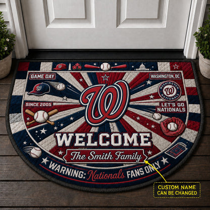 Official-Inspired Baseball Fan Custom Quilted Print Premium Welcome Mat Washable Black Border – Personalized Baseball Doormat