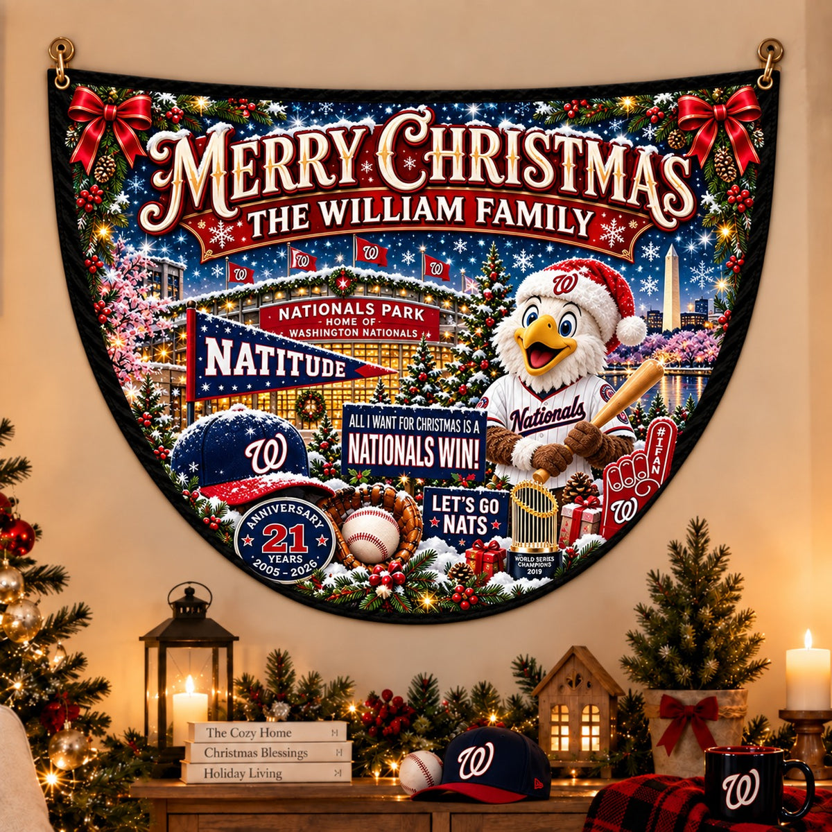 All Baseball Teams Personalized Christmas Night Bunting Flag - 5to9vibe