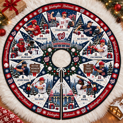 All Baseball Teams Vintage Players & Stadium Holiday Quilt Christmas Skirt Tree for Baseball Fans - 5To9Vibe