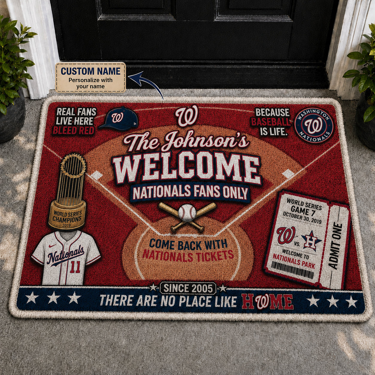 Alfombra personalizada de bienvenida premium de equipo de la MLB – Felpudo de béisbol personalizado