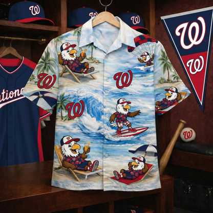 WN Baseball Mascot Beach Viber Button-Up Unisex Hawaiian Shirt For Men & Women
