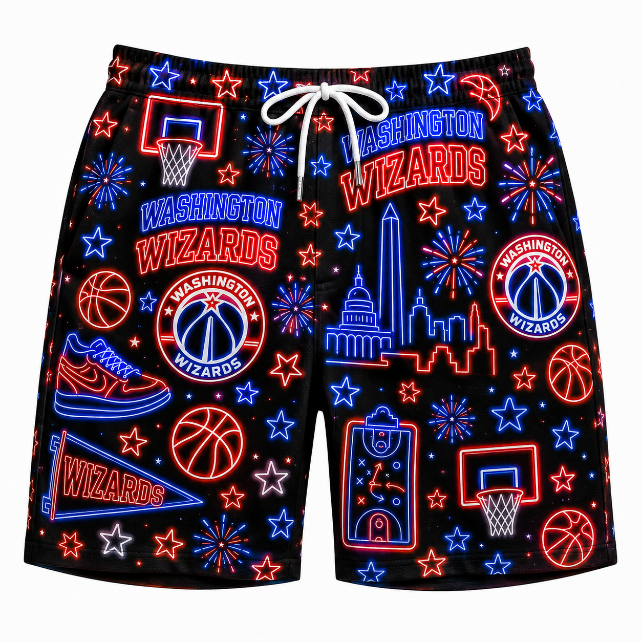 All Basketball Teams Neon Pattern Vibe Summer Party Button-Up Unisex Hawaiian Shirt For Men and Women
