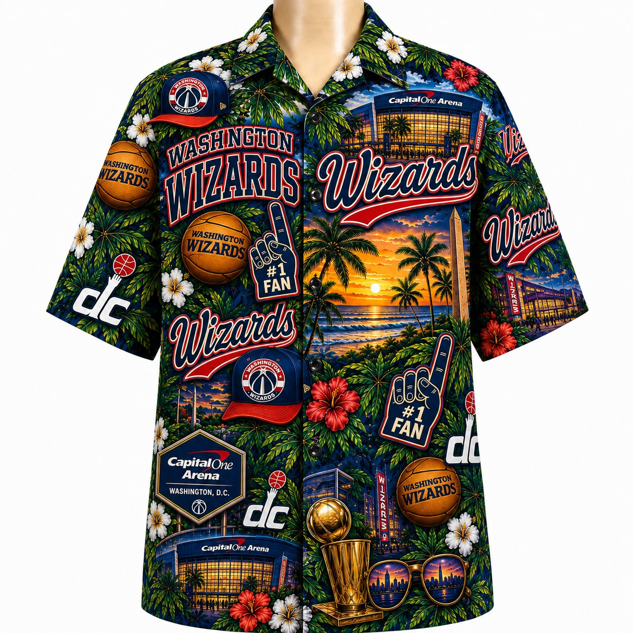 All Basketball Teams Tropical Sunset Paradise Pattern Vibe Summer Party Button-Up Unisex Hawaiian Shirt For Men and Women