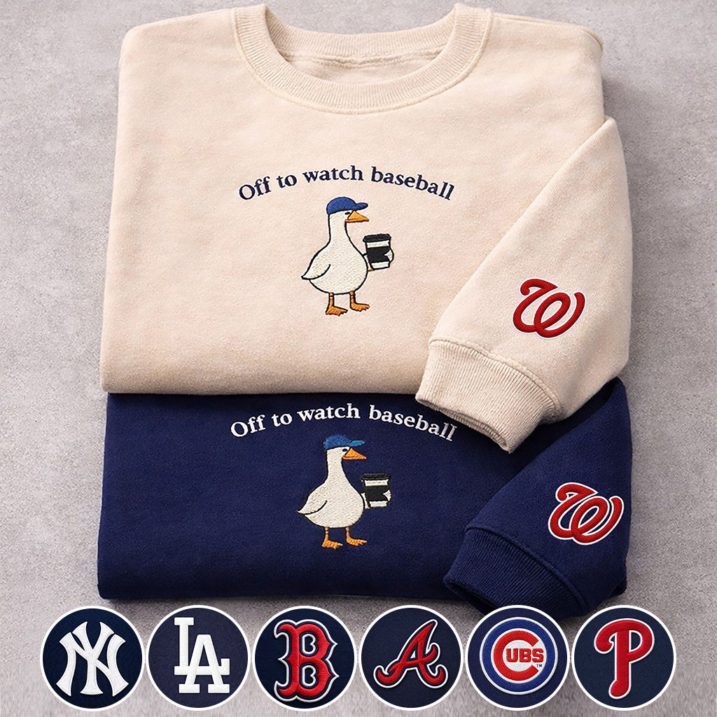 Off to watch Baseball Embroidered Logo Premium Quarter Zip Sweatshirt, Unisex Football Sweatshirt