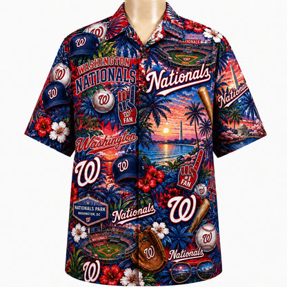 All Baseball Teams Tropical Sunset Paradise Pattern Vibe Summer Party Button-Up Unisex Hawaiian Shirt For Men and Women-Hawaiian Shirt-5TO9VIBE