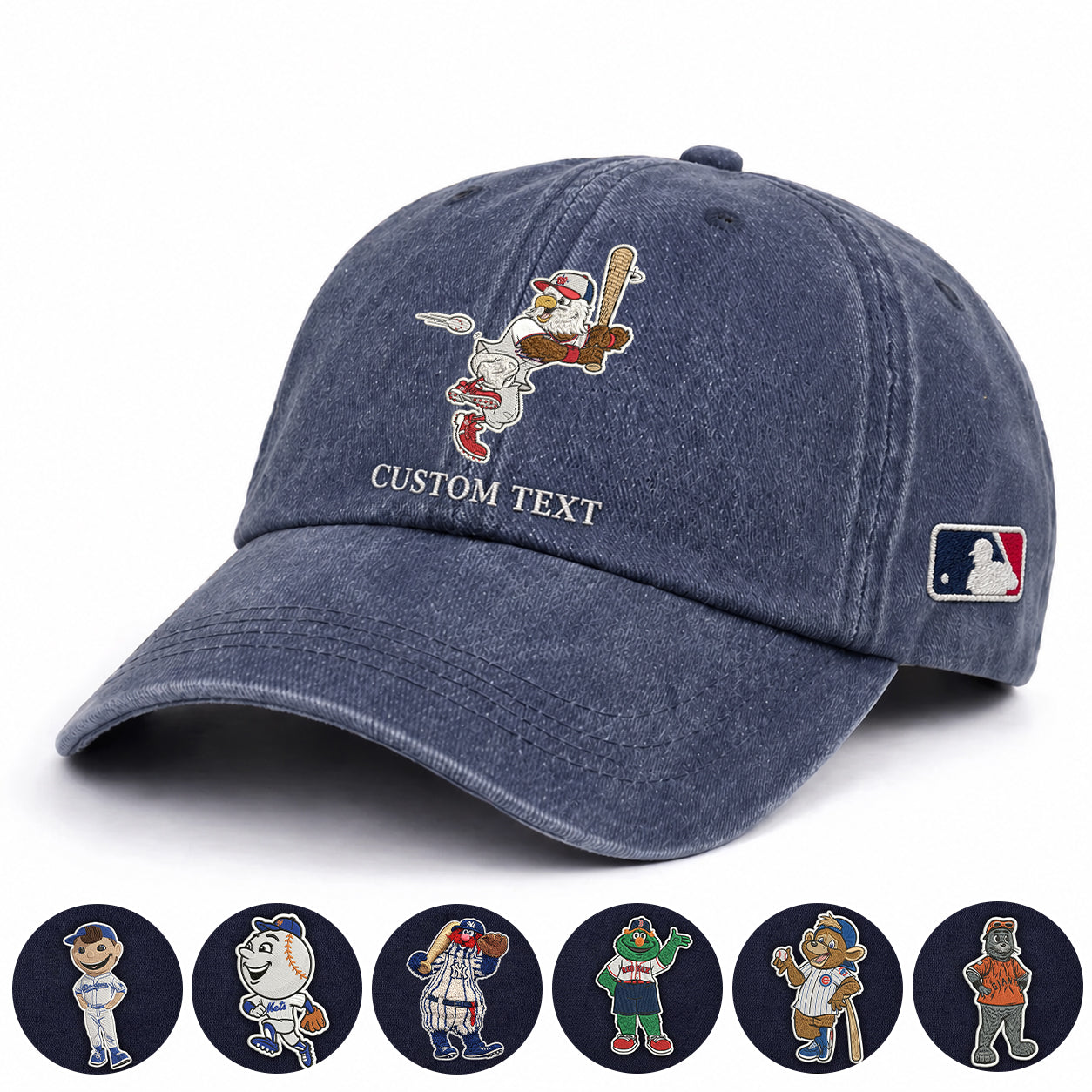 Mascots Baseball Cap All Teams Embroidered Logo Premium Wash Cap
