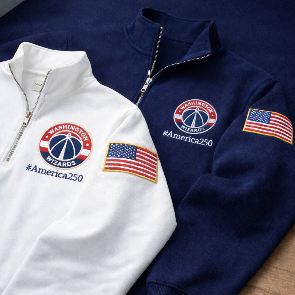 Football Logo America 250 Anniversary Embroidered Logo Premium Quarter Zip Sweatshirt, Inspired Quarter Zip Sweater