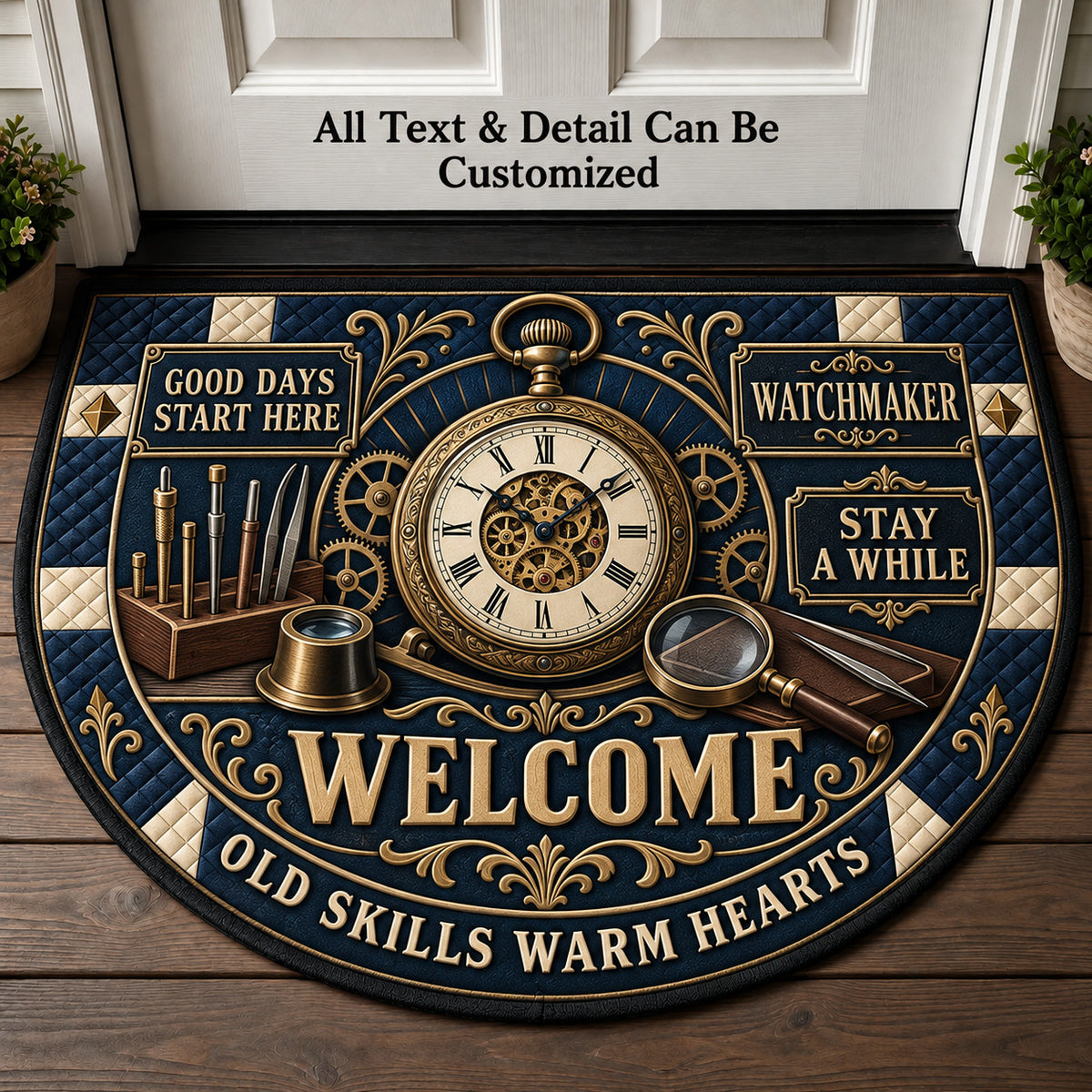Watchmaker Personalized Half Round Mat | 5To9Vibe