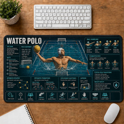 Water Polo Sports Visual Guide Desk Mat | 5To9Vibe