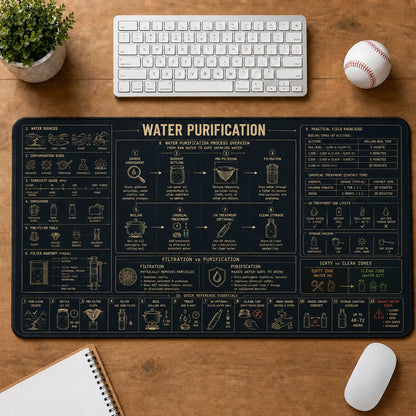 Water Purification Outdoor Skills Field Guide Desk Mat | 5To9Vibe