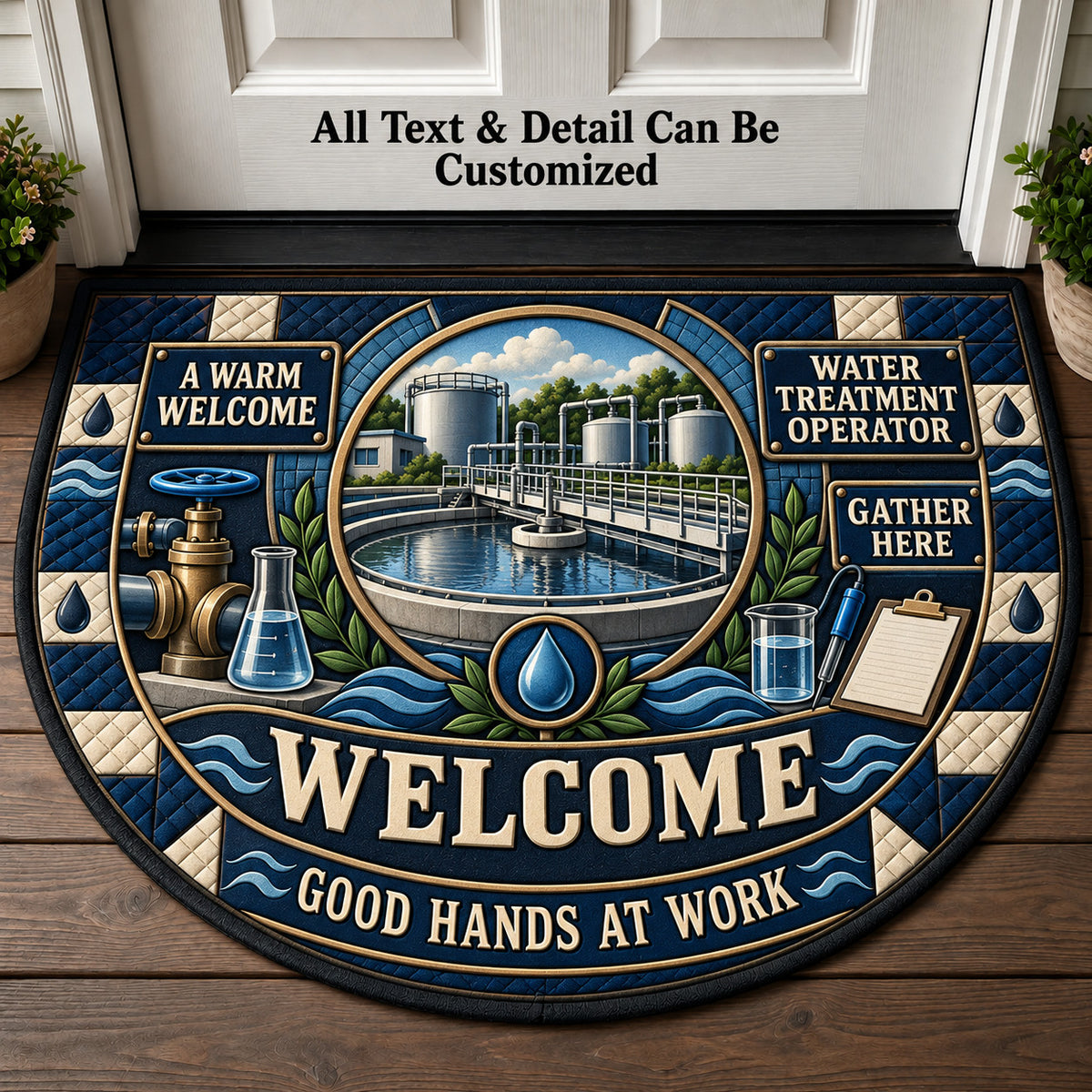Water Treatment Operator Personalized Half Round Mat | 5To9Vibe