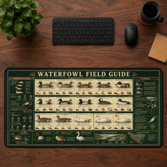 Waterfowl Field Guide Desk Mat Mouse Pad | 5To9Vibe