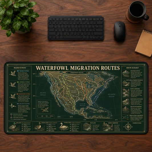 Waterfowl Migration Routes Desk Mat Mouse Pad | 5To9Vibe
