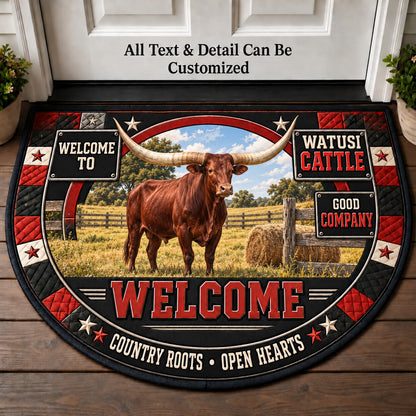 Watusi Cattle Personalized Half Round Mat | 5To9Vibe