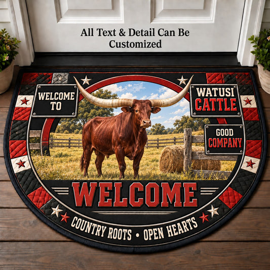 Watusi Cattle Personalized Half Round Mat | 5To9Vibe