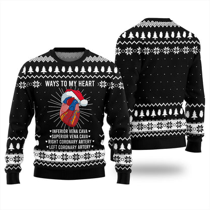Ways To My Heart Cardiology Christmas Ugly Sweater