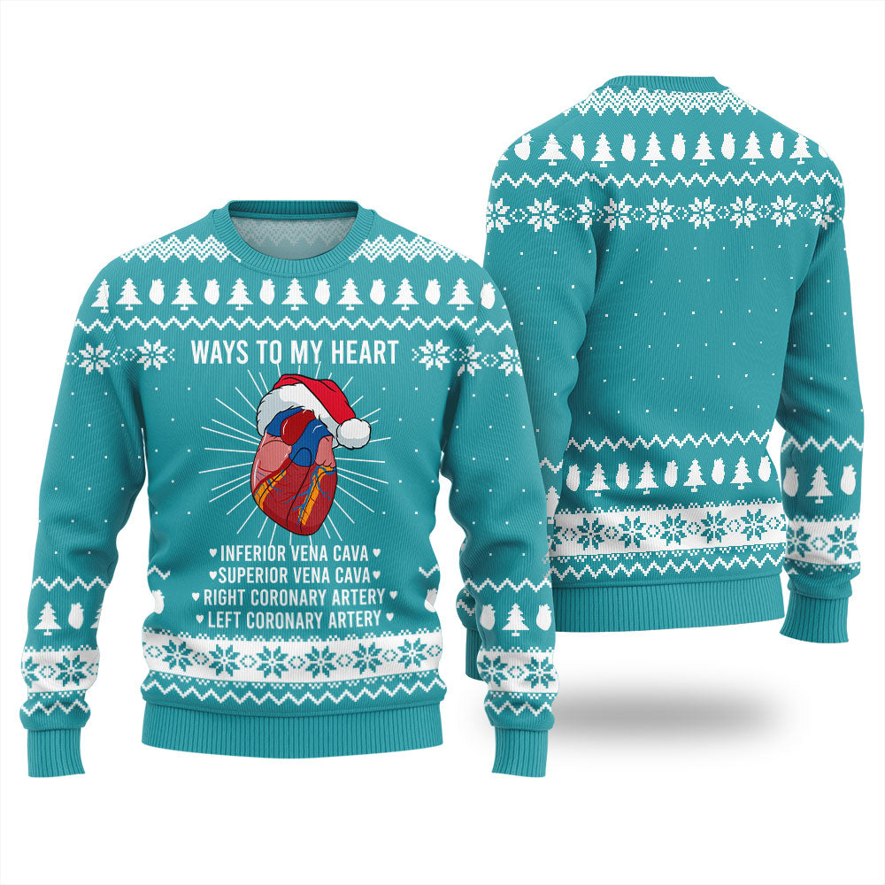 Ways To My Heart Cardiology Christmas Ugly Sweater