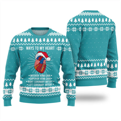 Ways To My Heart Cardiology Christmas Ugly Sweater