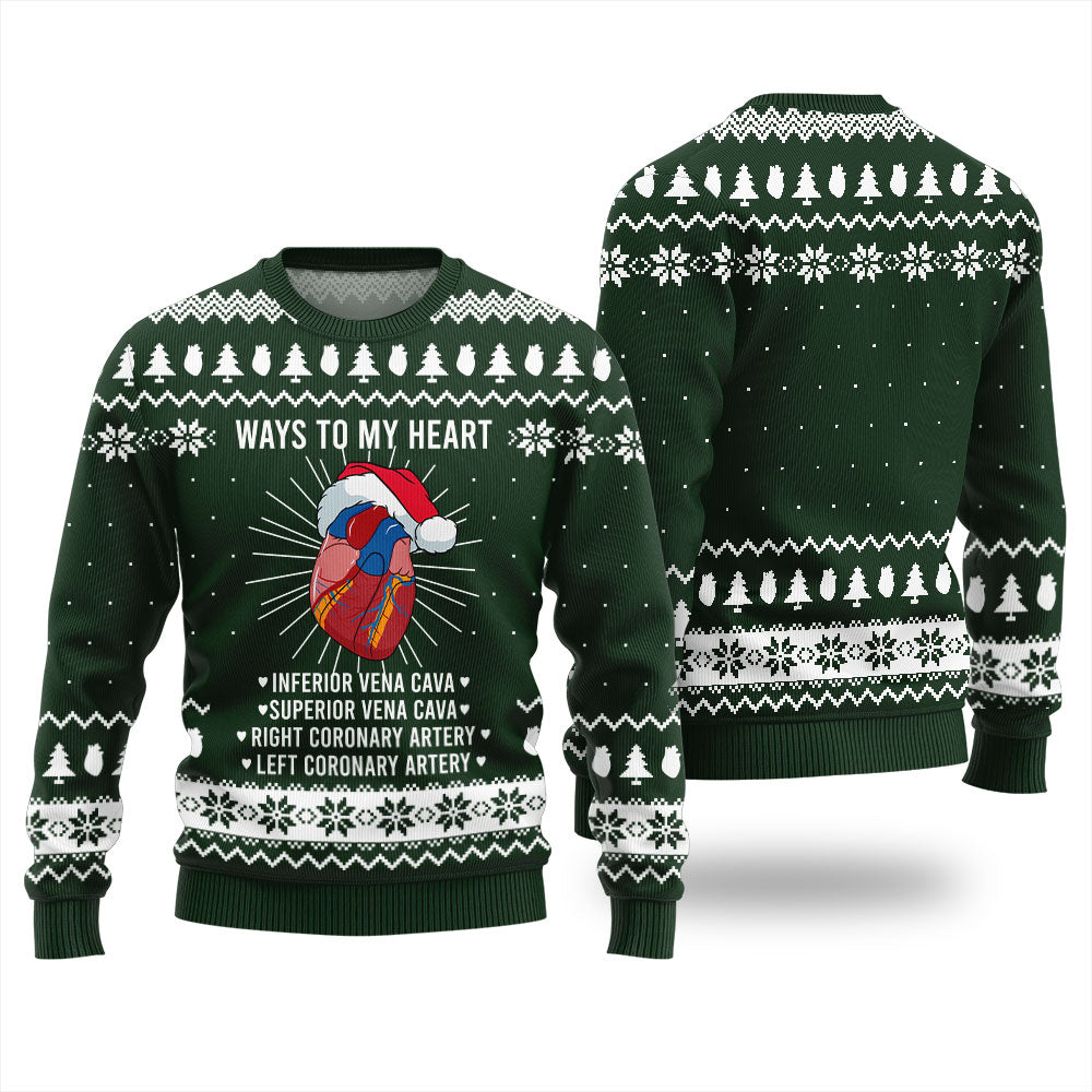 Ways To My Heart Cardiology Christmas Ugly Sweater