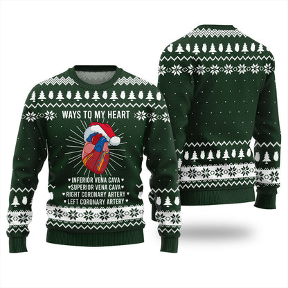 Ways To My Heart Cardiology Christmas Ugly Sweater