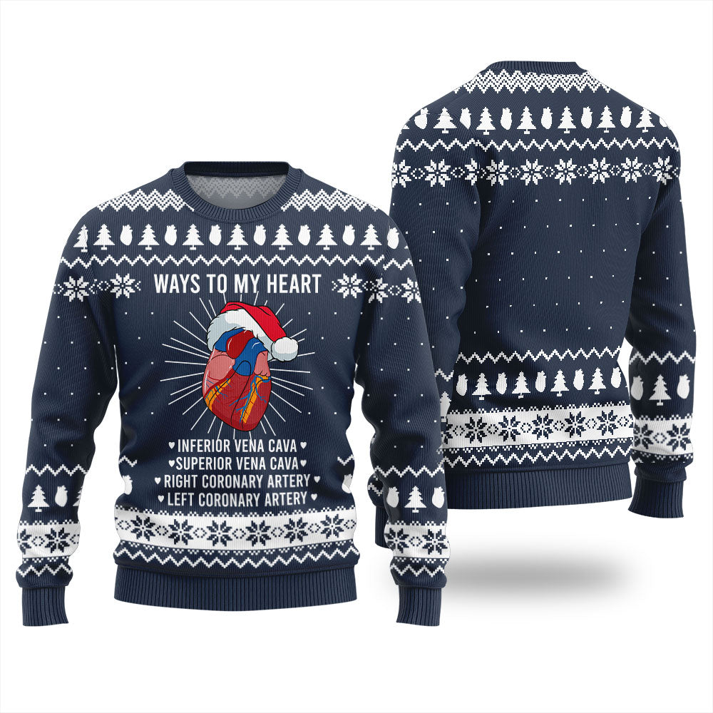 Ways To My Heart Cardiology Christmas Ugly Sweater