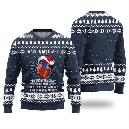 Ways To My Heart Cardiology Christmas Ugly Sweater