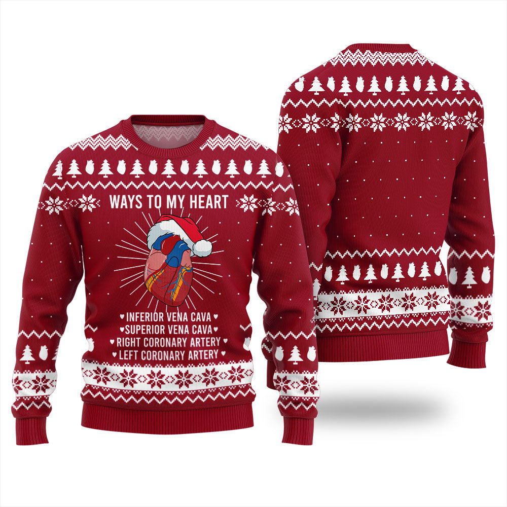 Ways To My Heart Cardiology Christmas Ugly Sweater