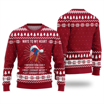 Ways To My Heart Cardiology Christmas Ugly Sweater