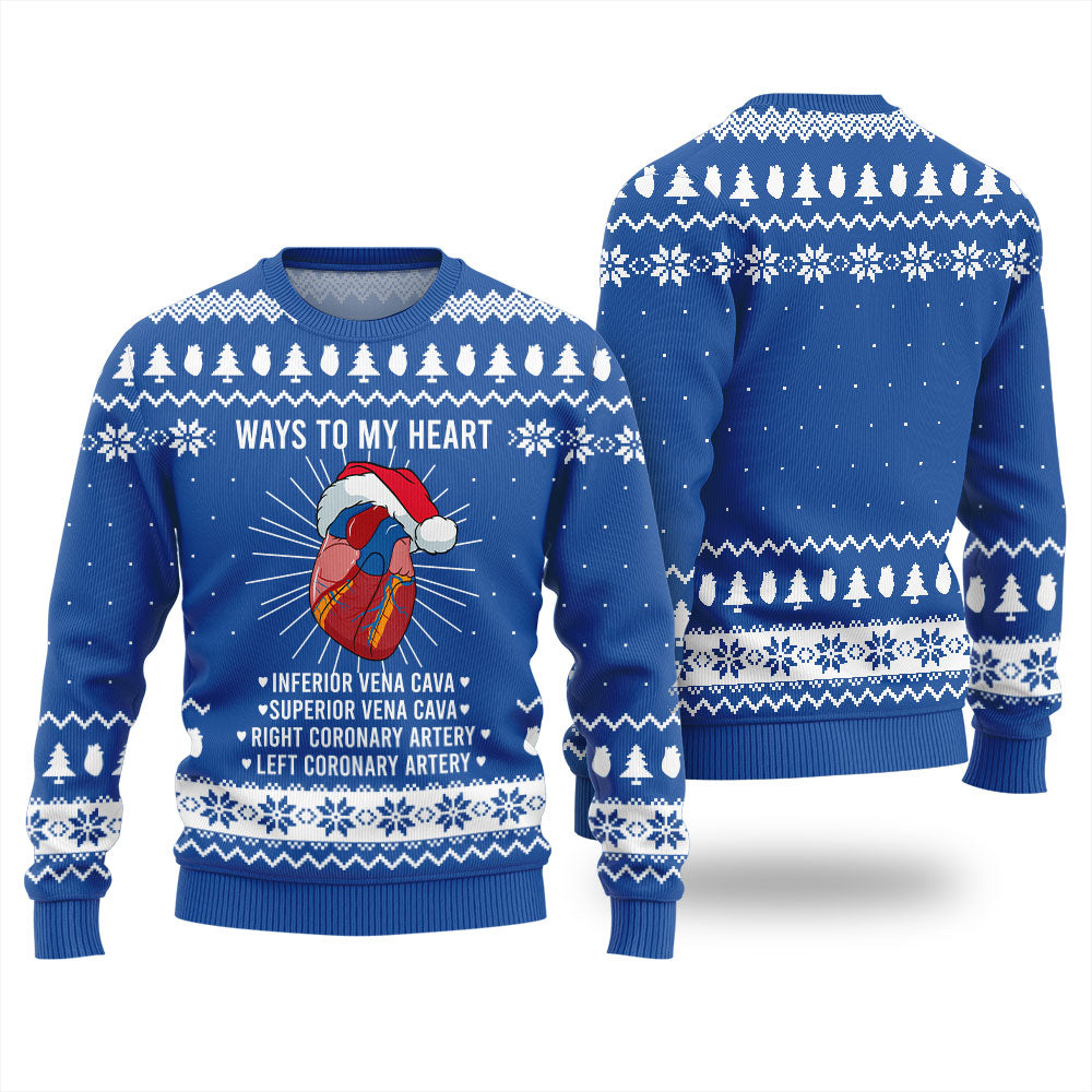 Ways To My Heart Cardiology Christmas Ugly Sweater