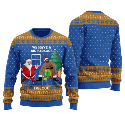 Big Package Funny Santa Women's Ugly Christmas Sweater