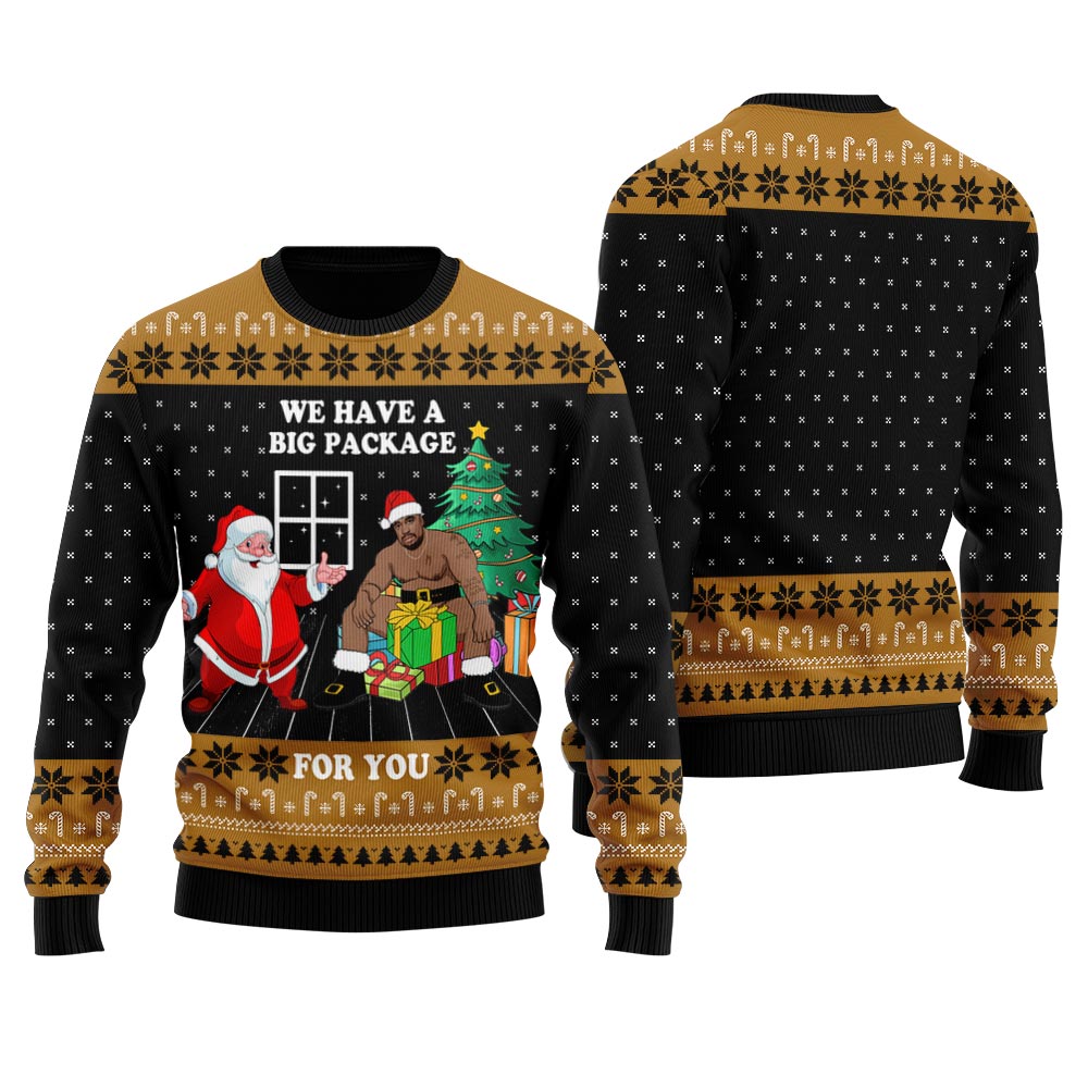 Big Package Funny Santa Women's Ugly Christmas Sweater