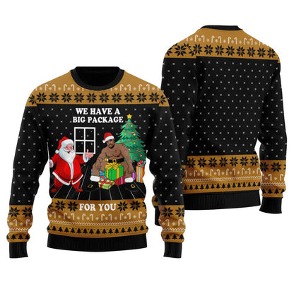 Big Package Funny Santa Women's Ugly Christmas Sweater