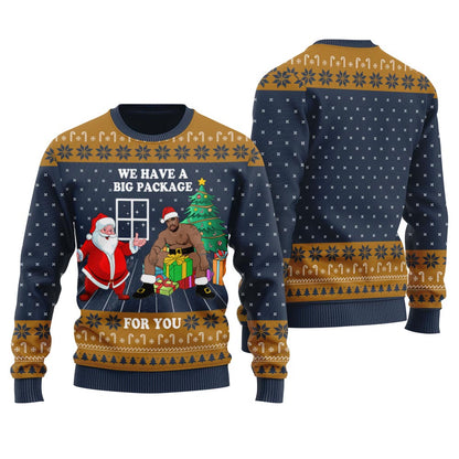 Big Package Funny Santa Women's Ugly Christmas Sweater