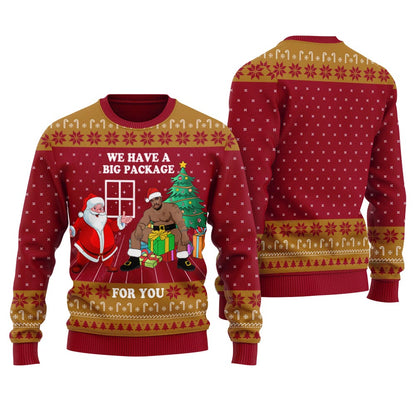 Big Package Funny Santa Women's Ugly Christmas Sweater