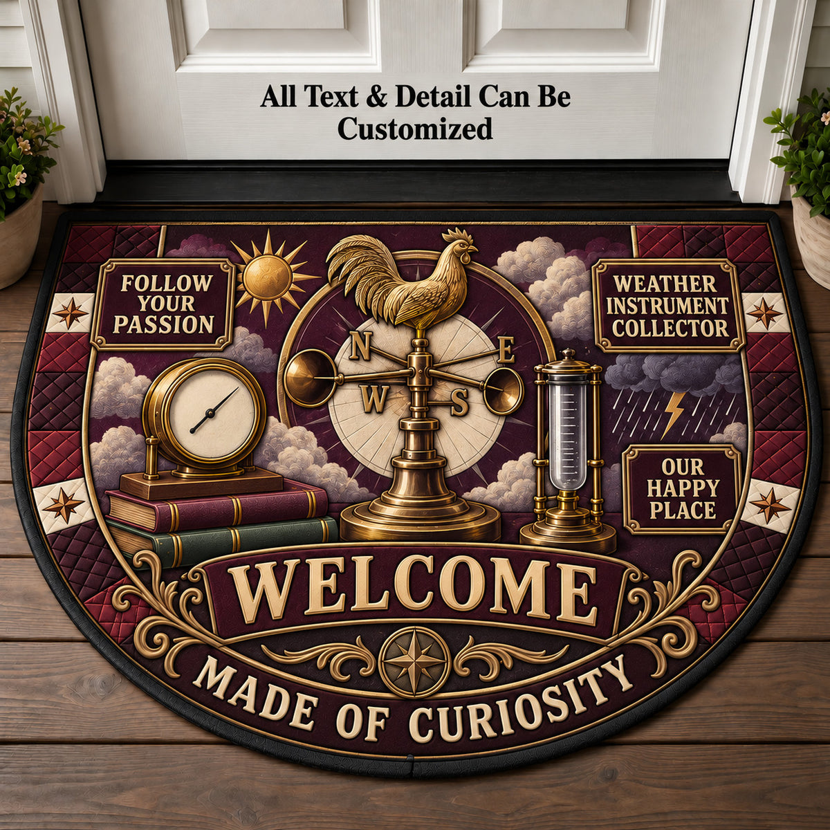 Weather Instrument Collector Personalized Half Round Mat | 5To9Vibe