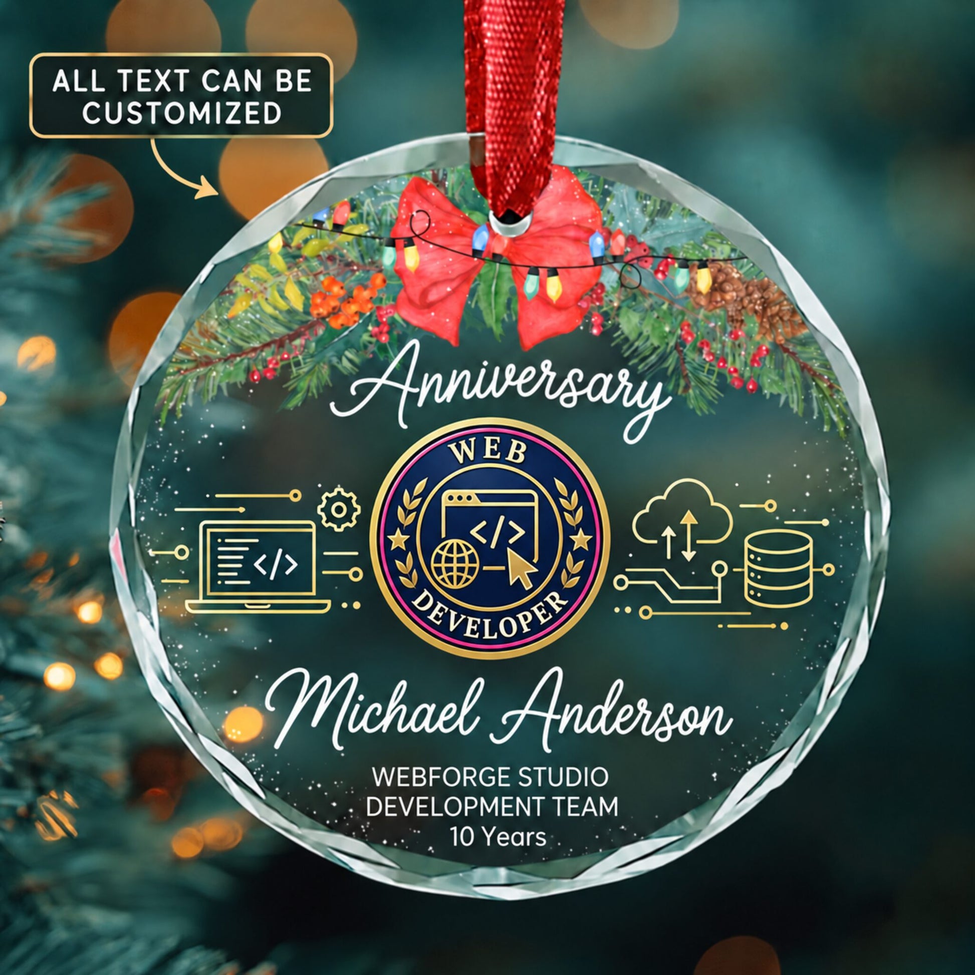 Web Developers Personalized Glass Ornament | 5To9Vibe