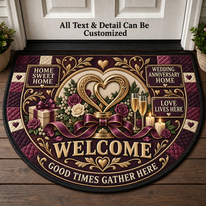 Wedding Anniversary Home Personalized Half Round Mat | 5To9Vibe