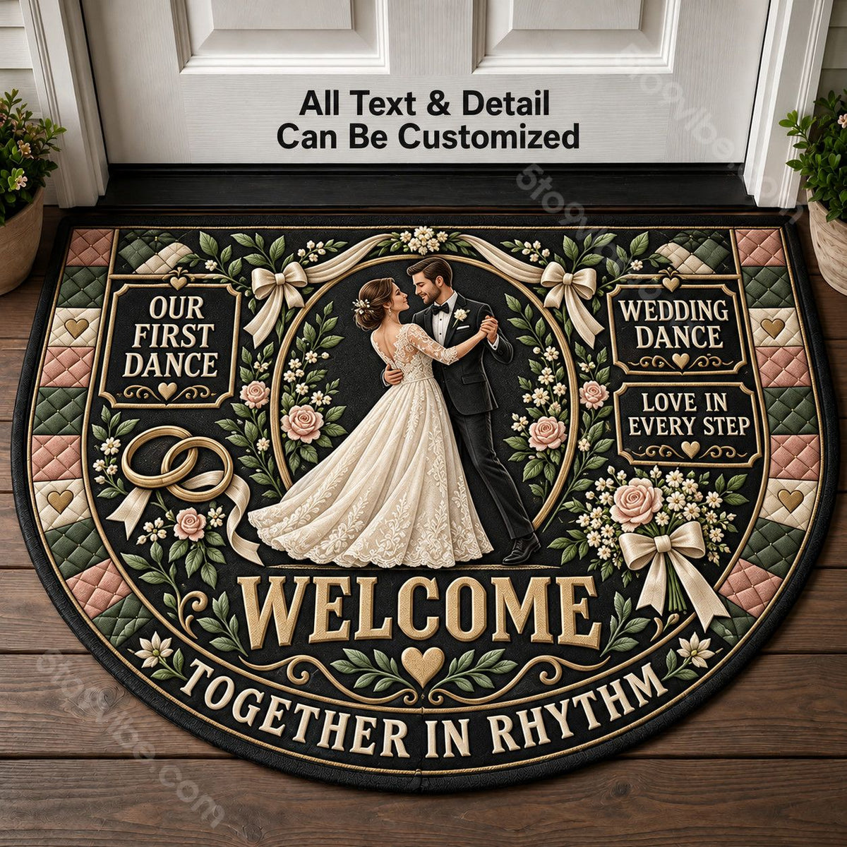 Wedding Dance Couple Personalized Half Round Mat | 5To9Vibe