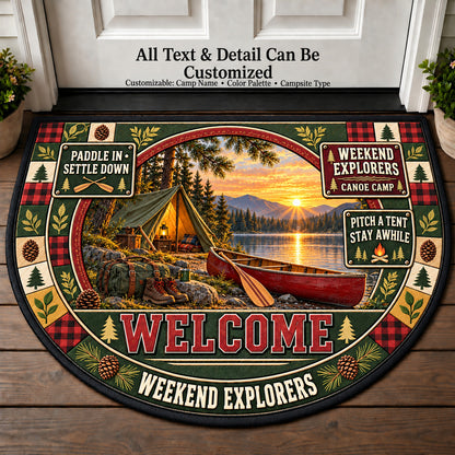 Canoe Camp - Weekend Explorers Personalized Half Round Mat | 5To9Vibe