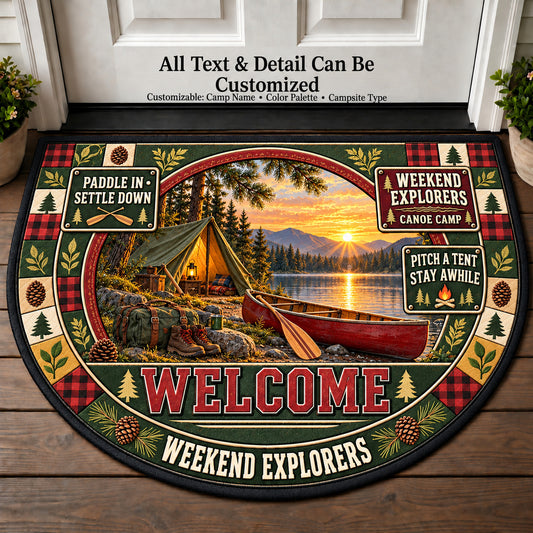 Canoe Camp - Weekend Explorers Personalized Half Round Mat | 5To9Vibe