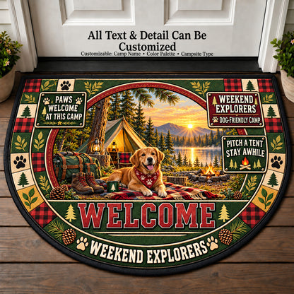 Dog Friendly Camp - Weekend Explorers Personalized Half Round Mat | 5To9Vibe